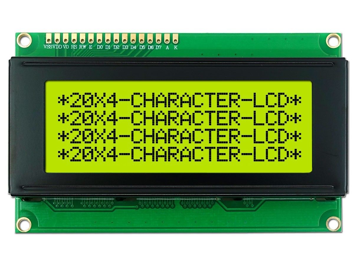 Display LCD 20x4 karakters module voorbeeld (zwart op groen)